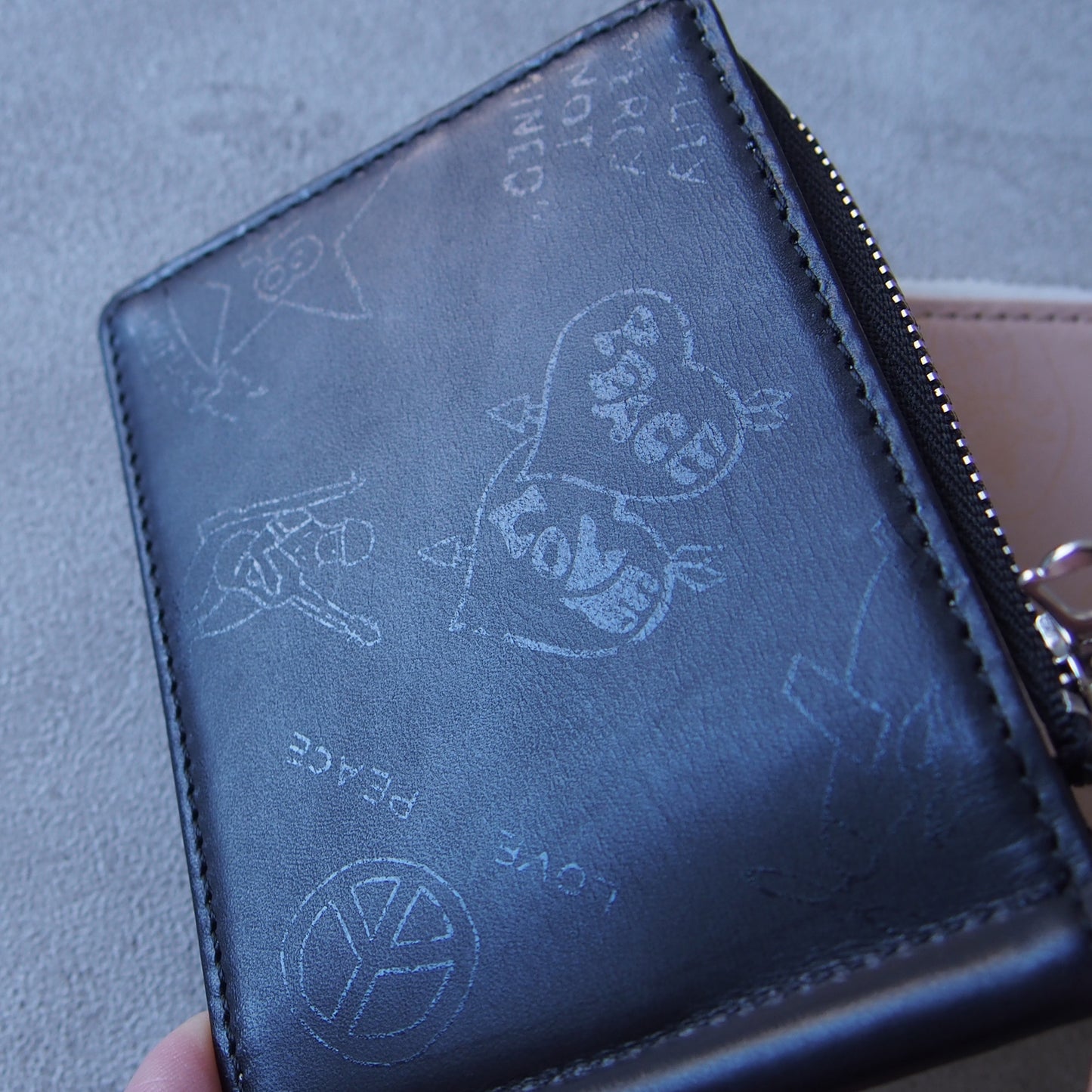 leathertone|ベトナムZIPPO柄ヌメ革札ばさみ