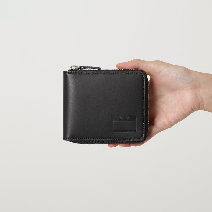 &ID|ベジタブルタンニンレザー ラウンドファスナー二つ折り財布