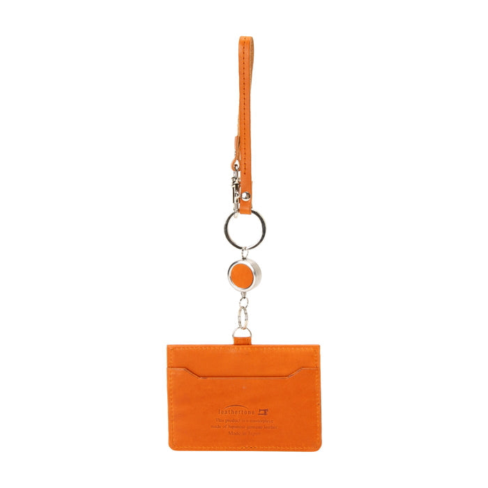 leathertone|栃木レザー リール付きパスケース 定期入れ IDケース 日本製