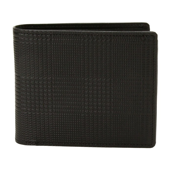 leathertone|栃木レザー グレンチェック型押し 二つ折り財布 BOX小銭入れ付 日本製