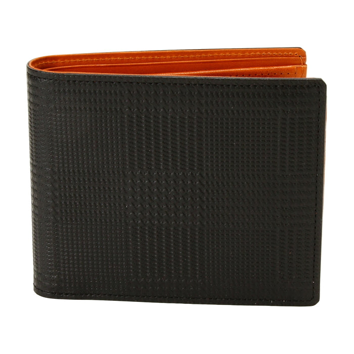 leathertone|栃木レザー グレンチェック型押し 二つ折り財布 BOX小銭入れ付 日本製