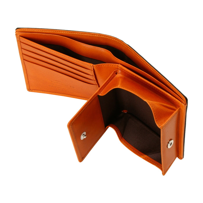 leathertone|栃木レザー グレンチェック型押し 二つ折り財布 BOX小銭入れ付 日本製