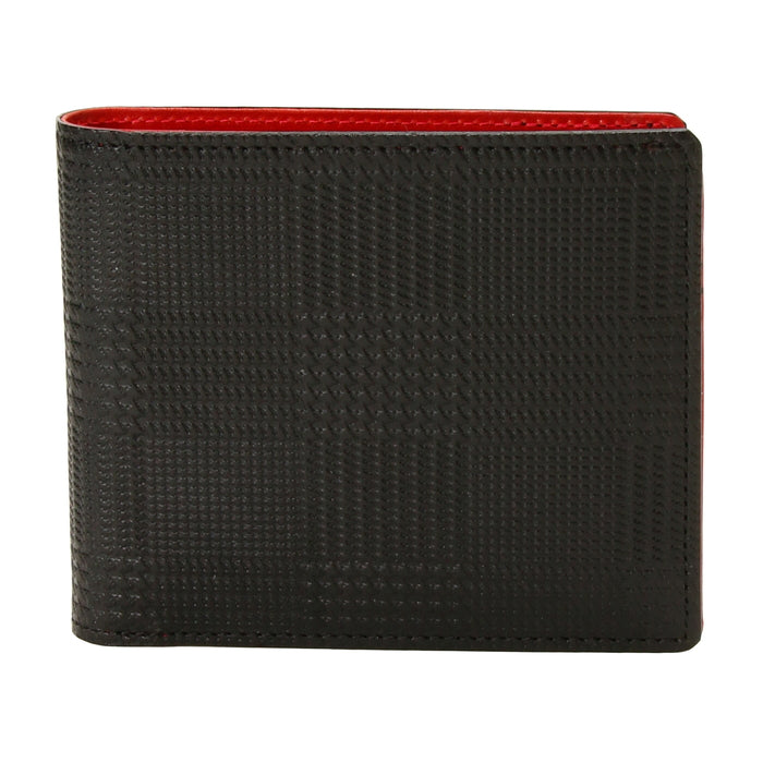 leathertone|栃木レザー グレンチェック型押し 二つ折り財布 BOX小銭入れ付 日本製