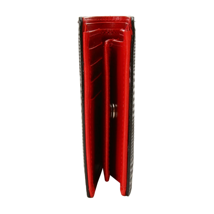 leathertone|栃木レザー グレンチェック型押し 二つ折り財布 BOX小銭入れ付 日本製