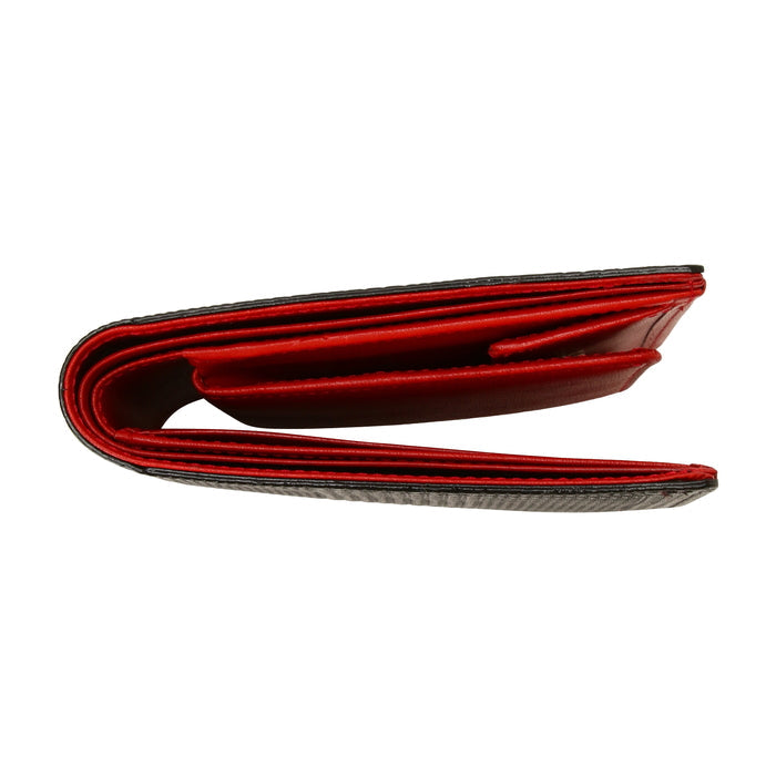 leathertone|栃木レザー グレンチェック型押し 二つ折り財布 BOX小銭入れ付 日本製