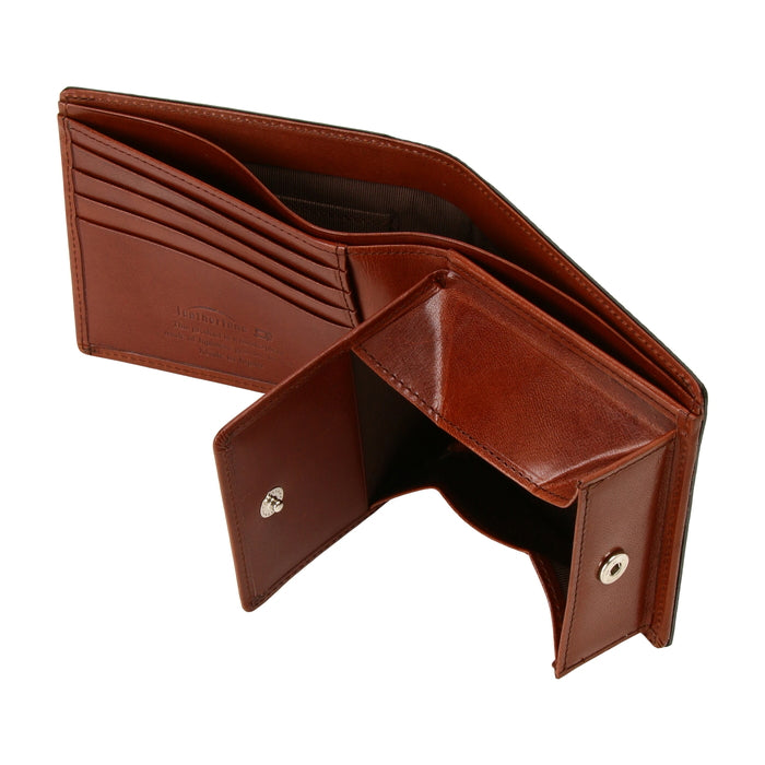 leathertone|栃木レザー グレンチェック型押し 二つ折り財布 BOX小銭入れ付 日本製