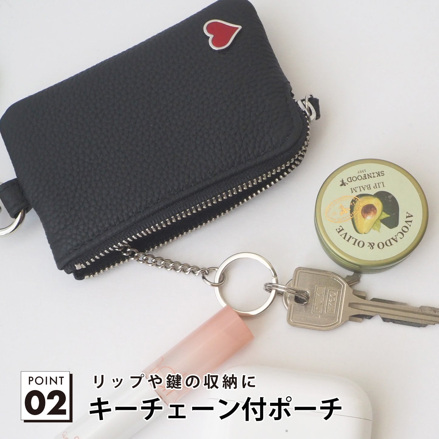 leathertone｜天然石シリーズ　カラビナ付ポーチ