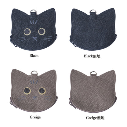 leathertone｜neko neko neko シリーズ フェイス型ミニポーチ